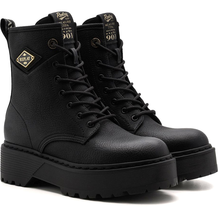 REPLAY μαύρο biker boot LUISA FLAME