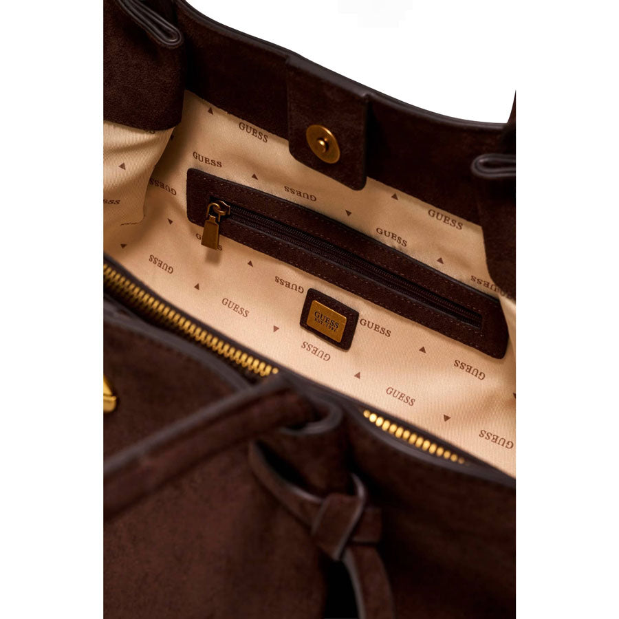 Guess καφέ suede τσάντα ώμου Allegra