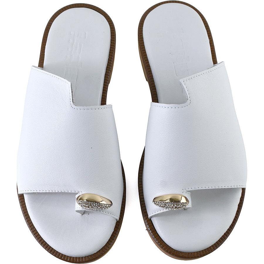 Δερμάτινο λευκό σανδάλι LADY 105
