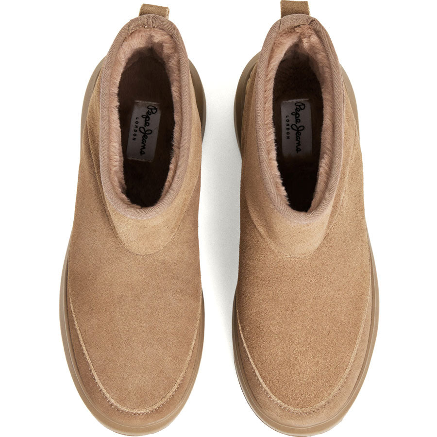 Pepe Jeans μπεζ δερμάτινο μποτάκι PLS500038