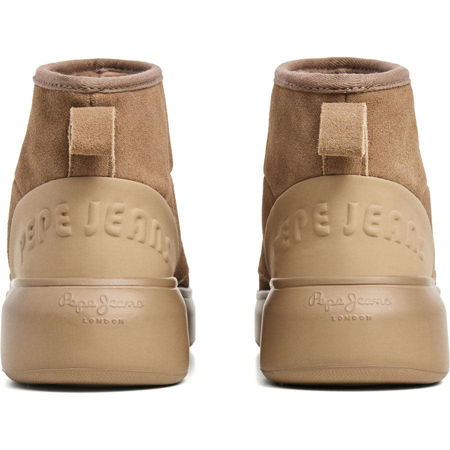 Pepe Jeans μπεζ δερμάτινο μποτάκι PLS500038